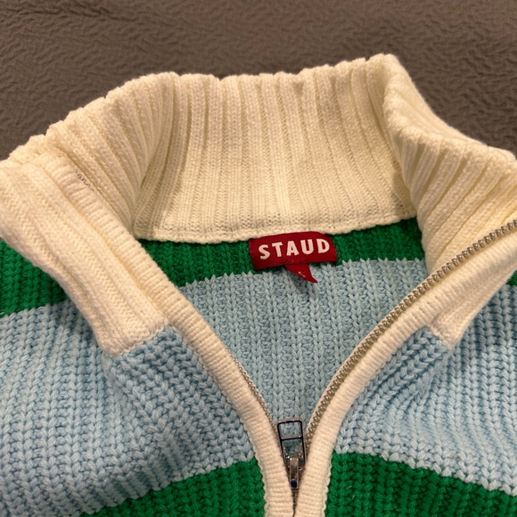 STAUD Sweaters - Staud cropped cotton blue/ green/ white sweater